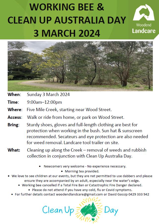 working bee flyer 3march2024